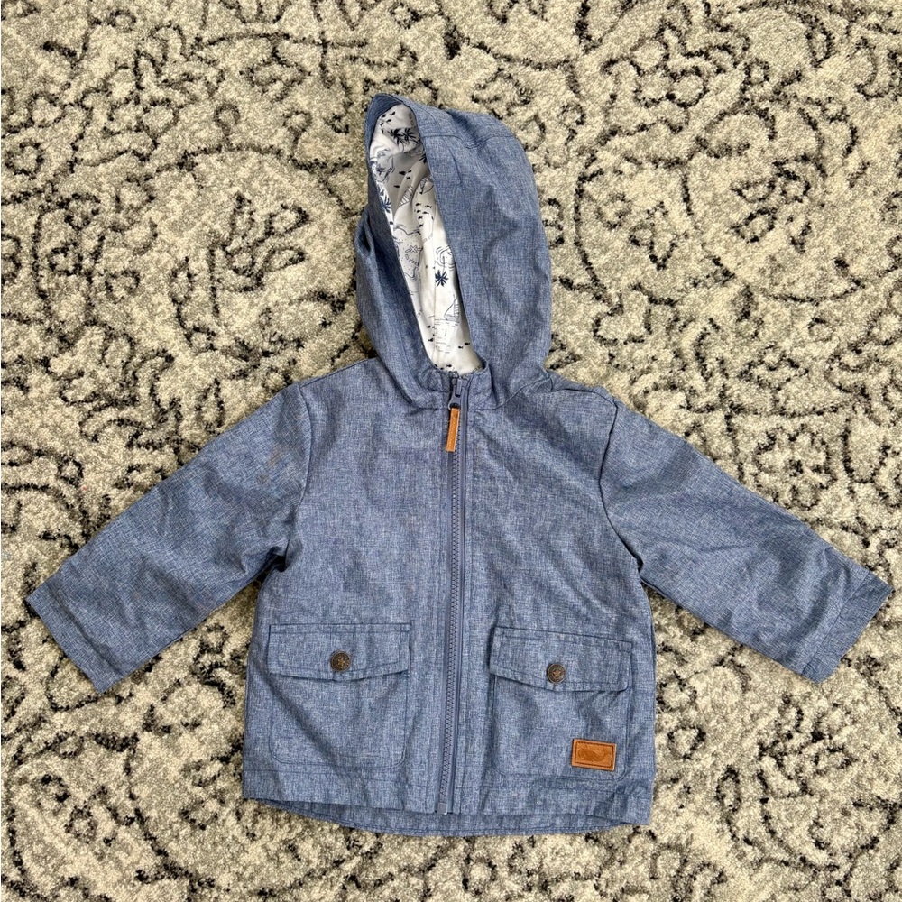 Little Me Denim Blue Hooded Raincoat